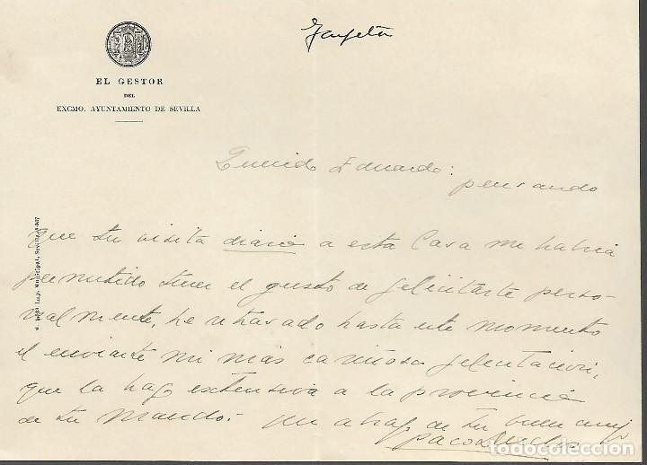 Militaria: SEVILLA, EL GESTOR DEL AYUNTAMIENTO,A GOBERNADOR CIVIL ALAVA,- EDUARDO CARDENAS- A&Ntilde;O 1938, VER FOTO