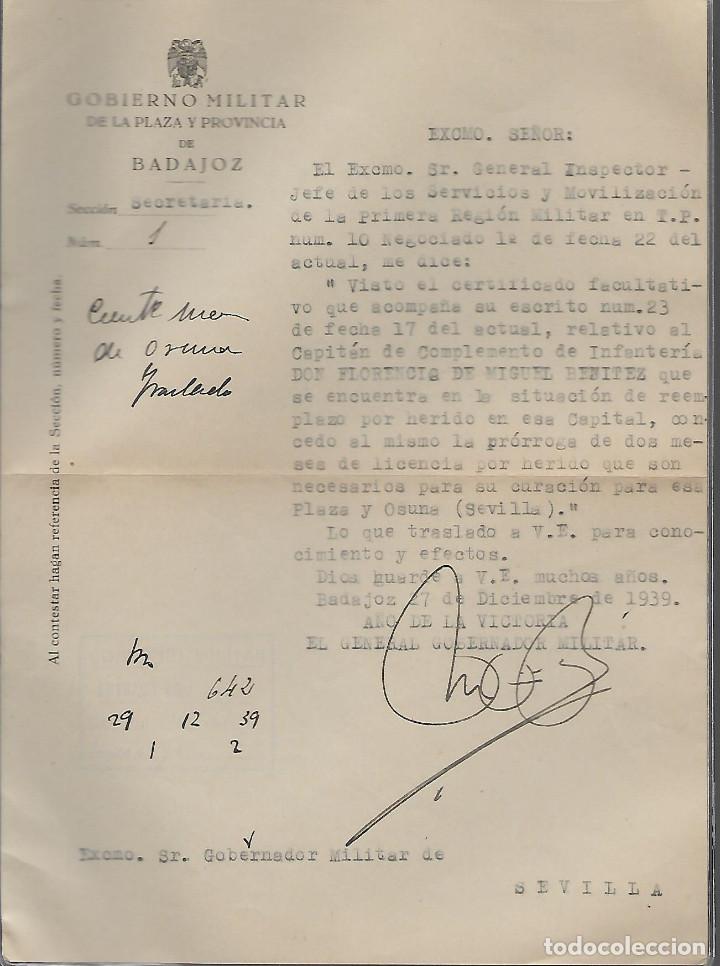 Militaria: BADAJOZ, PERMISO CONVALENCENCIA, A&Ntilde;O 1939. VER FOTO