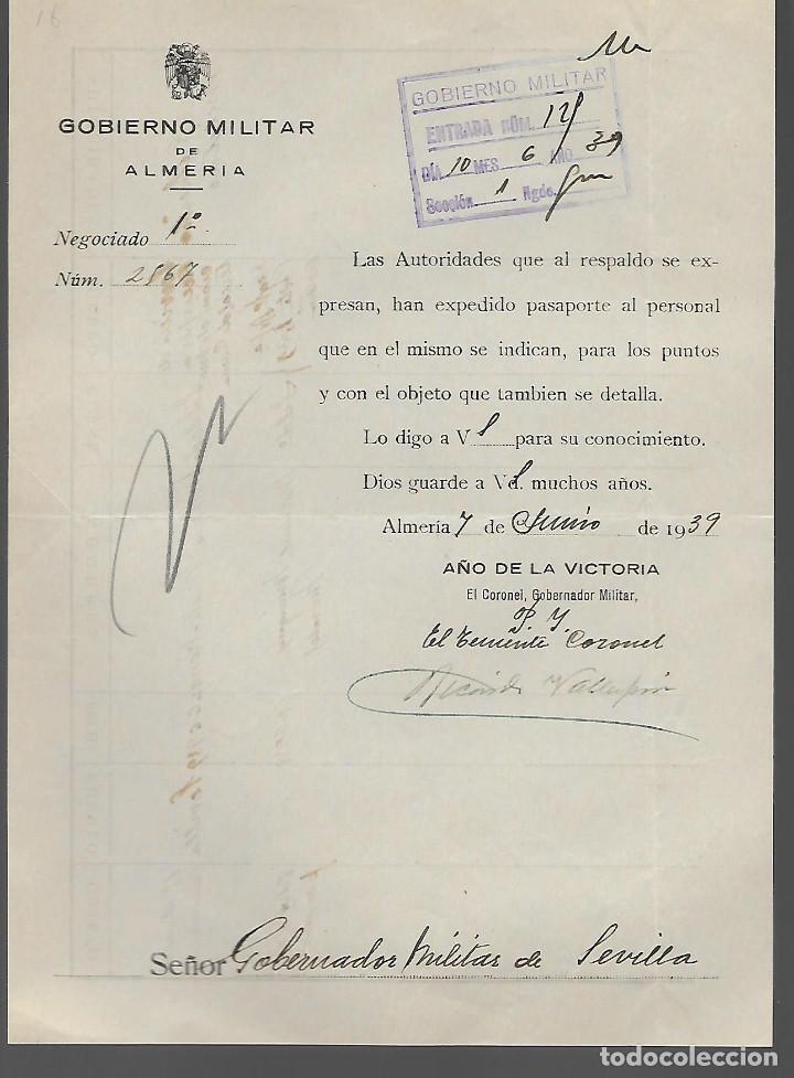 Military Antiques: ALMERIA, PASAPORTE CONVALECENCIA, A&Ntilde;O 1939,VER FOTOS