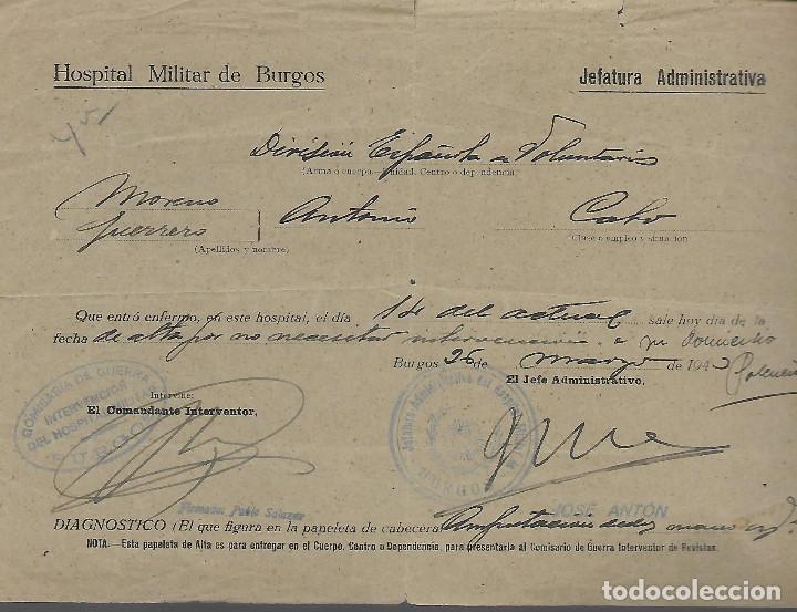 Militaria: BURGOS. HOSPITAL MILITAR , ALTA, A&Ntilde;O 1940, VER FOTO
