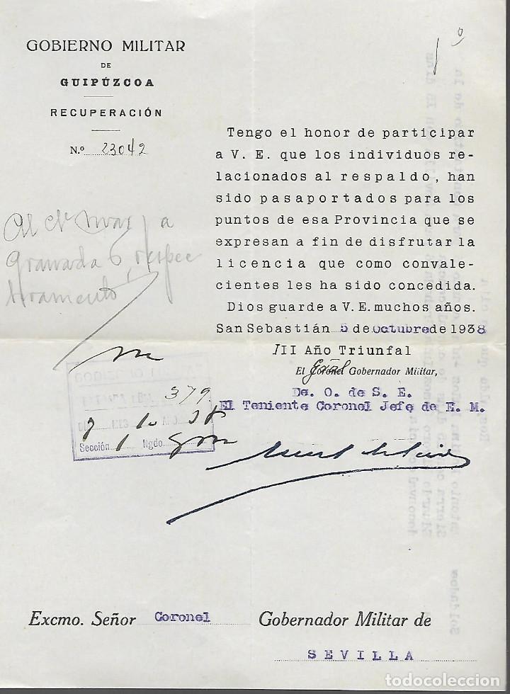 Militaria: GUIPUZCOA, CONVALECIENTES, 5 PARA CONSTANTINO Y PARA 6-SEVILLA.- VER FOTOS