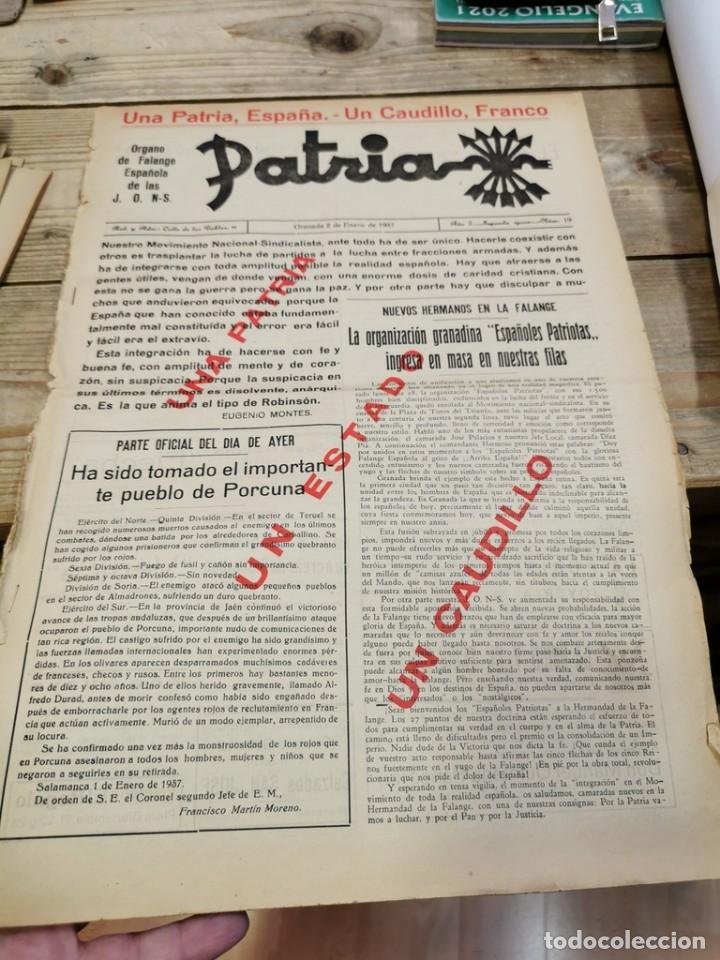 Militaria: PATRIA. &Oacute;RGANO DE FALANGE ESPA&Ntilde;OLA DE LAS J.O.N.S. N&ordm; 19. GRANADA 1937