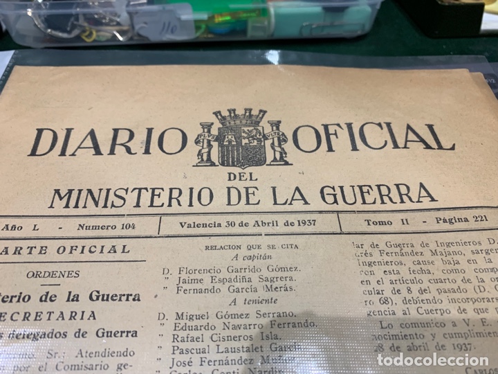Militaria: Diario Oficial del Ministerio de la Guerra - Valencia - del 30 de Abril de 1937 n. 104