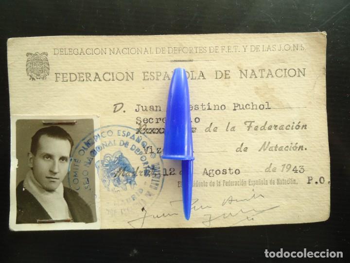 Militaria: carnet federacion espa&ntilde;ola natacion madrid 1943 guerra civil fet jons falange guerra civil espa&ntilde;a