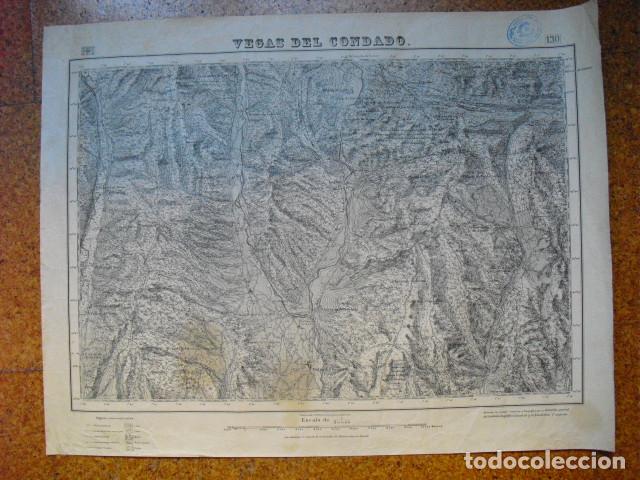 Militaria: GUERRA CIVIL MAPA DE VEGAS DEL CONDADO EJERCITO NACIONAL 1.50000 SELLO DEL C. GRAL DEL GENERALISIMO