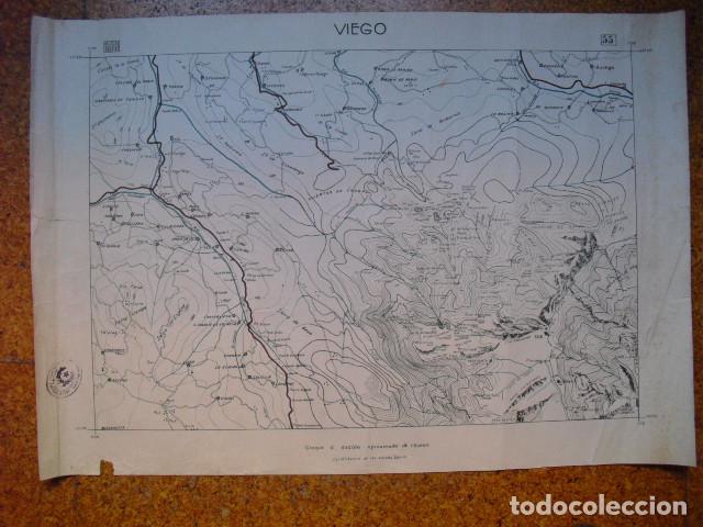 Militaria: GUERRA CIVIL MAPA DE VIEGO EJERCITO NACIONAL 1.50000 SELLO DEL CUARTEL GENERAL DEL GENERAL&Iacute;SIMO