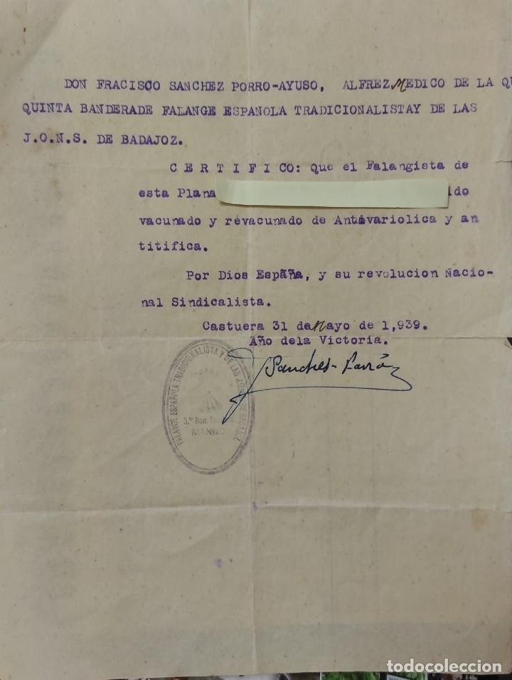 Military Antiques: Documento Certificado Vacuna Antivari&oacute;lica y Antit&iacute;fica . Castuera ( Badajoz ) A&ntilde;o 1939