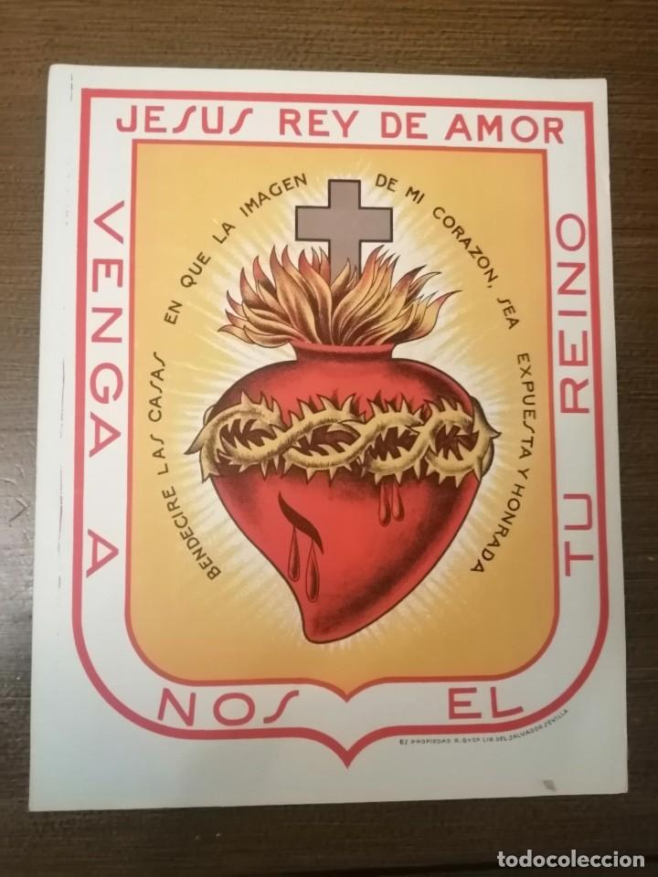 Militaria: CARTEL, SAGRADO CORAZ&Oacute;N, EDITADO EN SEVILLA, MIDE: 40 X 32 C.M.. VER FOTOS