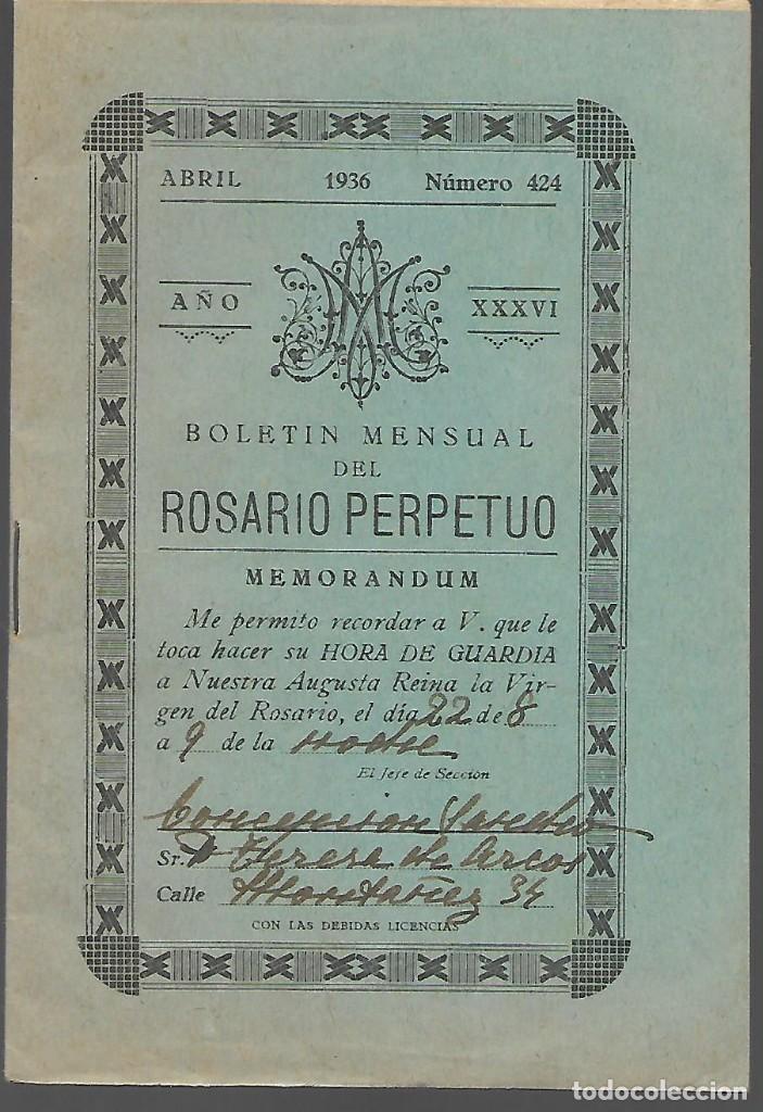 Military Antiques: ROSARIO PERPETUO, A&Ntilde;O XXXVI.- ABRIL 1936,- N&ordm; 424, VER FOTOS