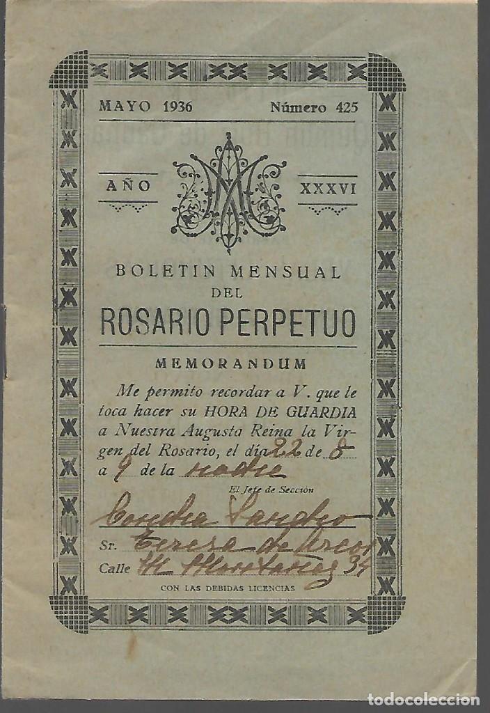Military Antiques: ROSARIO PERPETUO, A&Ntilde;O XXXVI.- MAYO 1936,- N&ordm; 425, VER FOTOS