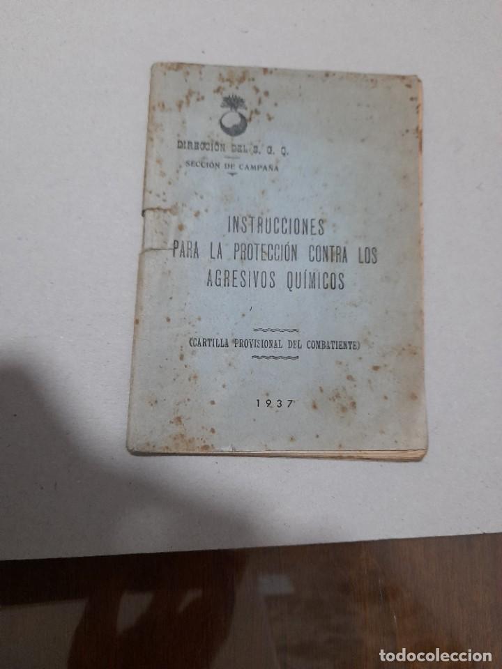 Military Antiques: Folleto instrucciones para la protecci&oacute;n contra los agresivos qu&iacute;micos guerra civil 1937