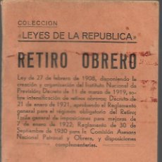 Militaria: LEYES DE LA REPUBLICA,- RETIRO OBRERO- AÑO 1935, PAG. 92, VER FOTOS