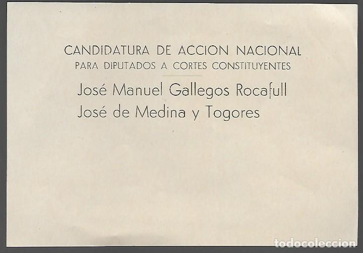 Militaria: CANDIDATURA DE ACCION NACIONAL.- VER FOTO