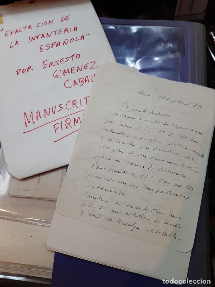 Militaria: Manuscrito firmado en 1938 (Frente de Teruel) conteniendo el Original de ... GIMENEZ CABALLERO