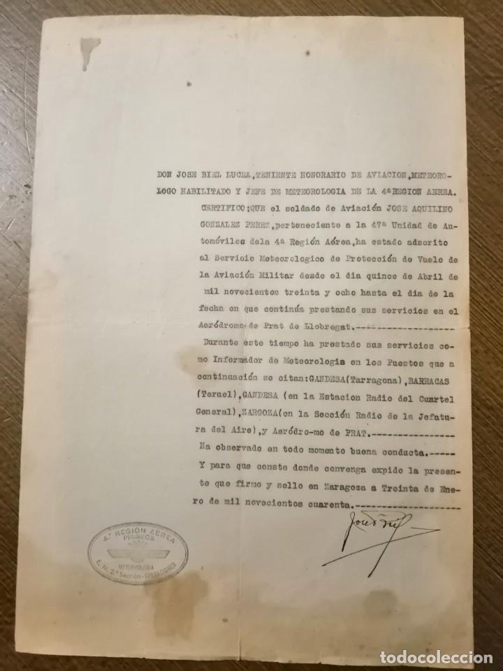 Military Antiques: ZARAGOZA, CERTIFICADO SOLDADO AVIADOR, SERVICIOS 1938/1940, VER FOTOS
