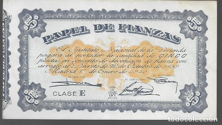Military Antiques: MADRID. 5 PTAS-INSTITUTO NACIONAL DE LA VIVIENDA. A&Ntilde;O 1940. VER FOTOS