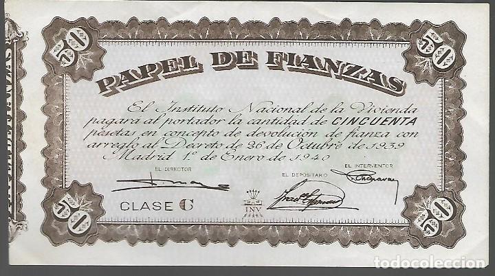 Military Antiques: MADRID. 50 PTAS-INSTITUTO NACIONAL DE LA VIVIENDA. A&Ntilde;O 1940. VER FOTOS