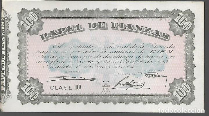 Military Antiques: MADRID. 100 PTAS-INSTITUTO NACIONAL DE LA VIVIENDA. A&Ntilde;O 1940. VER FOTOS