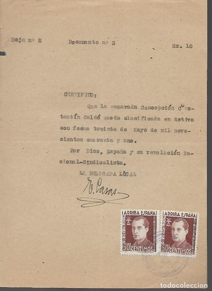 Militaria: GRANADA, F.E. FEMENINA.- CERTIFICADO.- , VER FOTO
