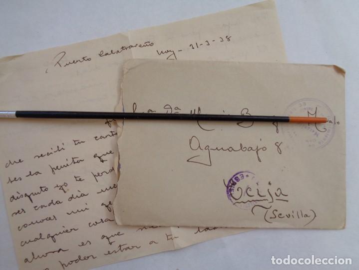 Militaria: GUERRA CIVIL : CARTA DE PUERTO CALATRAVE&Ntilde;O , ESPIEL ( CORDOBA ) A ECIJA ALFEREZ RGTO. CADIZ . 1938