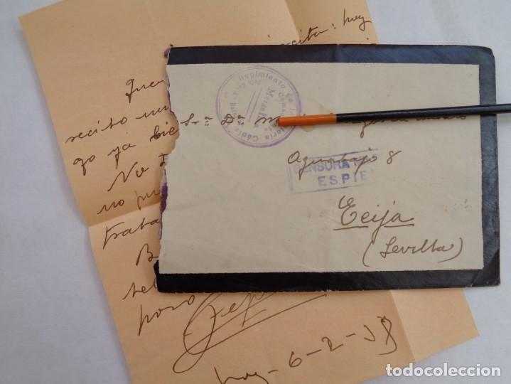 Militaria: GUERRA CIVIL : CARTA DESDE ESPIEL ( CORDOBA ) A ECIJA ( SEVILLA ) DE ALFEREZ RGTO. CADIZ . 1938
