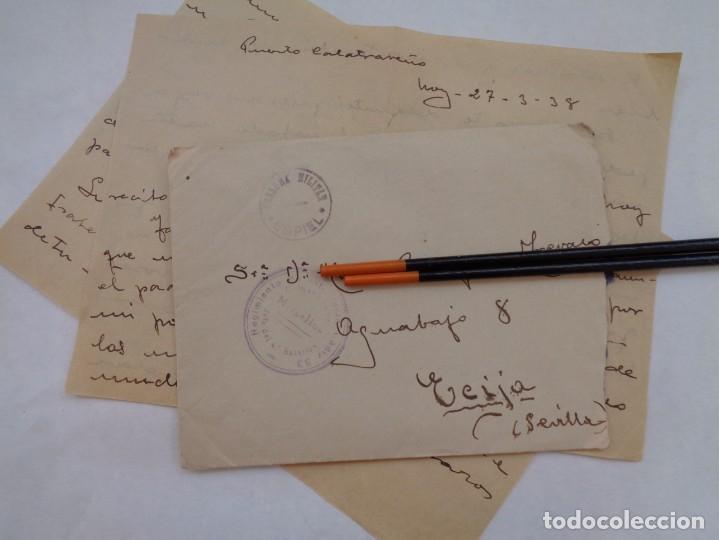 Militaria: GUERRA CIVIL : CARTA DE PUERTO CALATRAVE&Ntilde;O , ESPIEL ( CORDOBA ) A ECIJA ALFEREZ RGTO. CADIZ . 1938