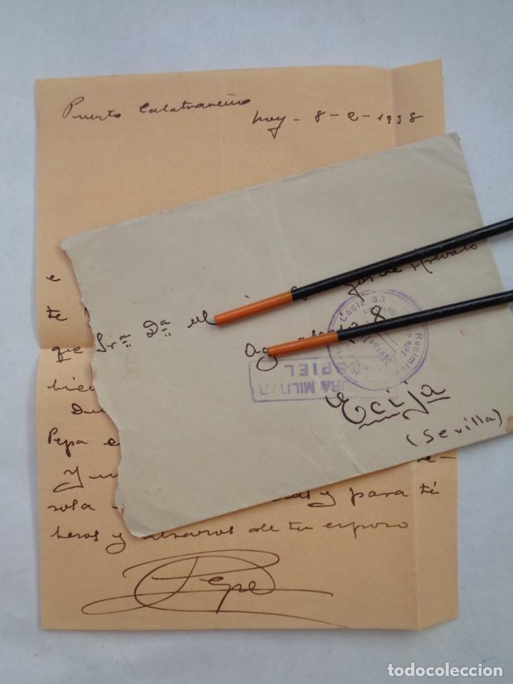 Militaria: GUERRA CIVIL : CARTA DE PUERTO CALATRAVE&Ntilde;O , ESPIEL ( CORDOBA ) A ECIJA ALFEREZ RGTO. CADIZ . 1938