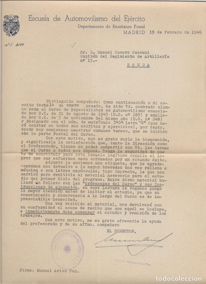 Militaria: MADRID.-ESCUELA DE AUTOMOVILISMO DEL EJERCITO,-COMUNICADO- VER FOTO