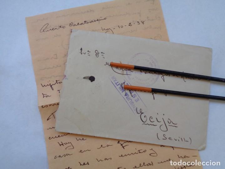 Militaria: GUERRA CIVIL : CARTA DE PUERTO CALATRAVE&Ntilde;O , ESPIEL ( CORDOBA ) A ECIJA ALFEREZ RGTO. CADIZ . 1938