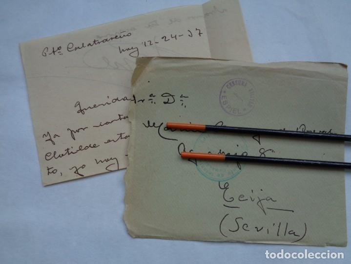 Militaria: GUERRA CIVIL : CARTA DE PUERTO CALATRAVE&Ntilde;O , ESPIEL ( CORDOBA ) A ECIJA ALFEREZ RGTO. CADIZ . 1937