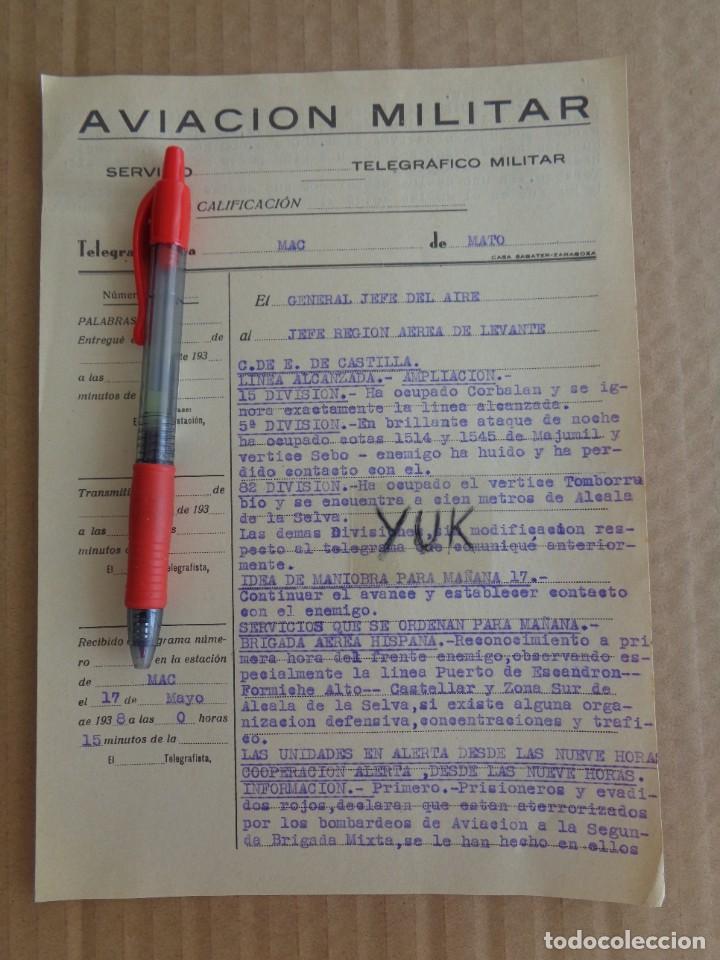 Militaria: AVIACION MILITAR -17-5-1938 - LINEA ALCANZADA 5&ordf;-15-82 DIVISION-PRISIONEROS BOMBARDEOS -GUERRA CIVIL