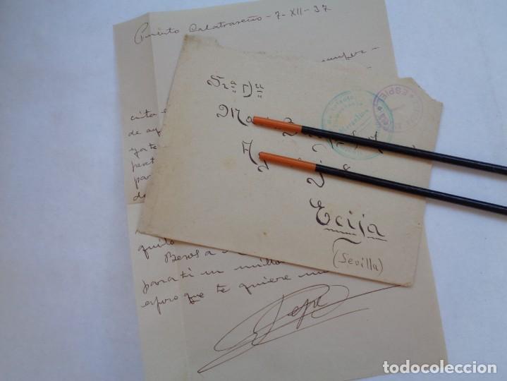 Militaria: GUERRA CIVIL : CARTA DE PUERTO CALATRAVE&Ntilde;O , ESPIEL ( CORDOBA ) A ECIJA ALFEREZ RGTO. CADIZ . 1937