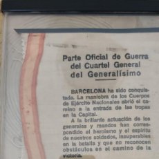 Militaria: PARTE DE GUERRA DEL CUARTEL GENERAL DEL GENERALISIMO. BARCELONA HA SIDO CONQUISTADA. JJZ. Lote 339516488