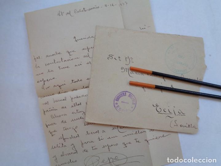 Militaria: GUERRA CIVIL : CARTA DE PUERTO CALATRAVE&Ntilde;O , ESPIEL ( CORDOBA ) A ECIJA ALFEREZ RGTO. CADIZ . 1937