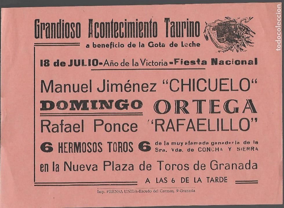 Militaria: GRANADA- 18 JULIO A&Ntilde;O DE LA VICTORIA- BENEFICIO D LA GOTA DE LECHE. MIDE: VER FOTO