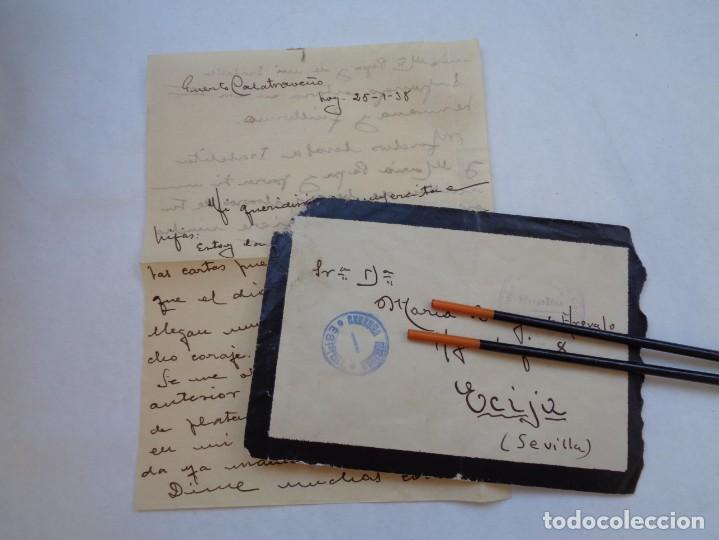 Militaria: GUERRA CIVIL : CARTA DE PUERTO CALATRAVE&Ntilde;O , ESPIEL ( CORDOBA ) A ECIJA ALFEREZ RGTO. CADIZ . 1938