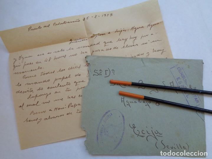 Militaria: GUERRA CIVIL : CARTA DE PUERTO CALATRAVE&Ntilde;O , ESPIEL ( CORDOBA ) A ECIJA ALFEREZ RGTO. CADIZ . 1937