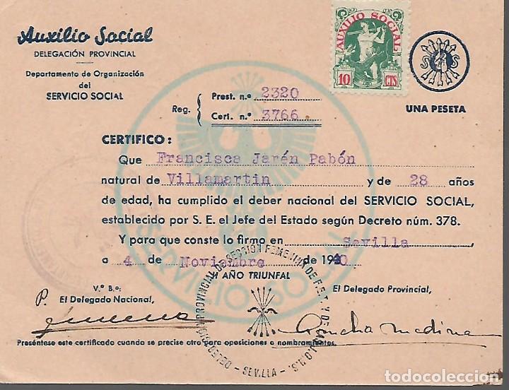 Militaria: SEVILLA- CARNET, SERVICIO SOCIAL DE LA MUJER-VER FOTO