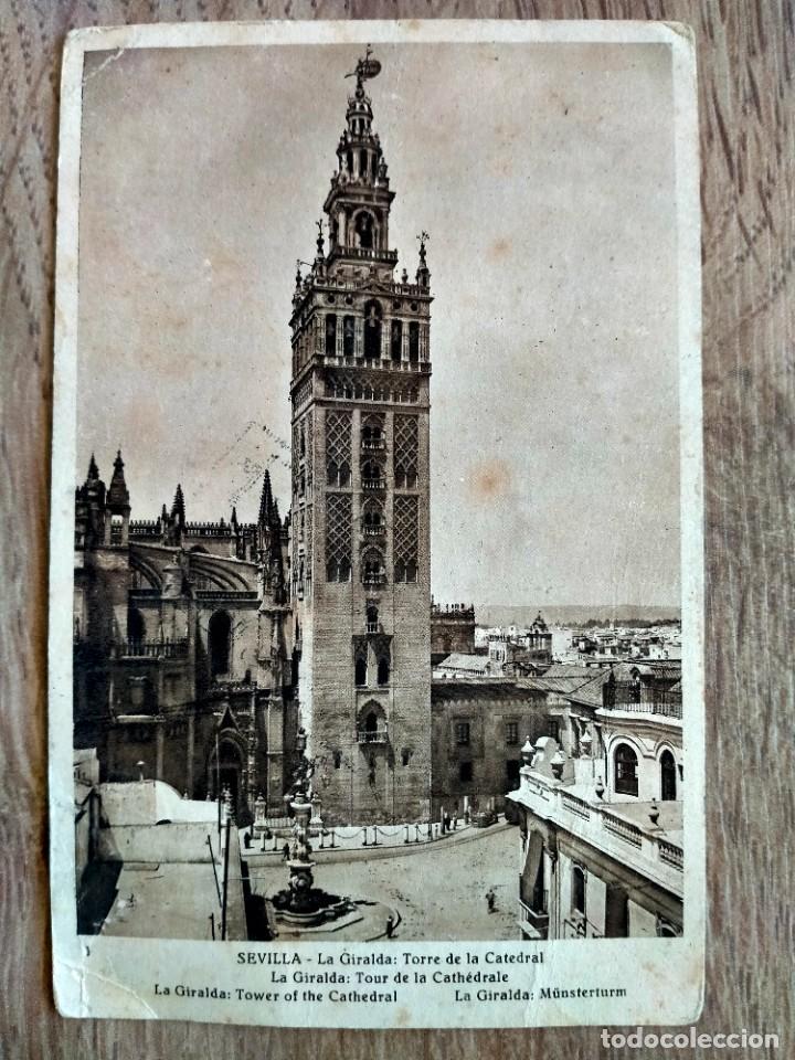 Military Antiques: ANTIGUA POSTAL LA GIRALDA SEVILLA.RONDA-BADAJOZ.GUERRA CIVIL ESPA&Ntilde;OLA.A&Ntilde;O 1937, BADAJOZ