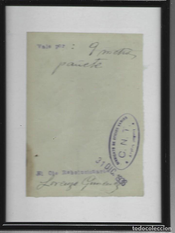 Militaria: C.N.T. Vale de canje por 9 metros de pa&ntilde;ete. Ari&ntilde;o, Teruel 31 Diciembre de 1936