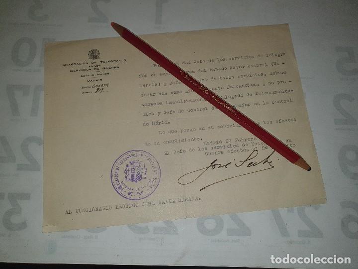 Militaria: Deleg. De telegrafos en los servicios de guerra, comunicado de cese, madrid 1937