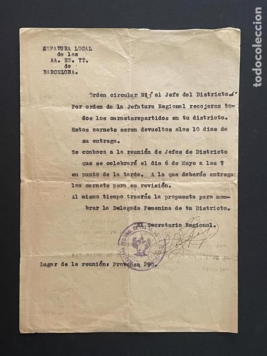 Militaria: ORDEN CIRCULAR N.3 - JEFATURA LOCAL DE LAS AA. EE. TT. DE BARCELONA - GUERRA CIVIL