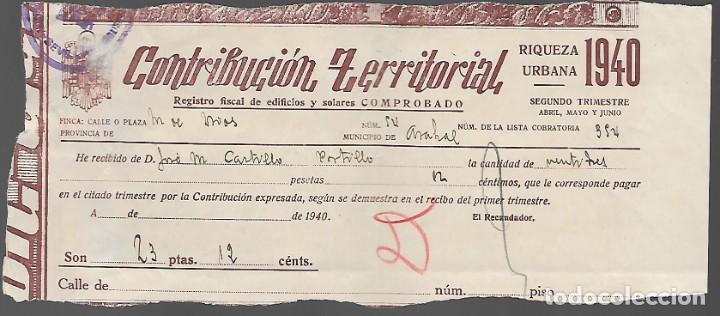 Militaria: ARAHAL- SEVILLA,- CONTRIBUCION TERRITORIAL, A&Ntilde;O 1940. VER FOTOS