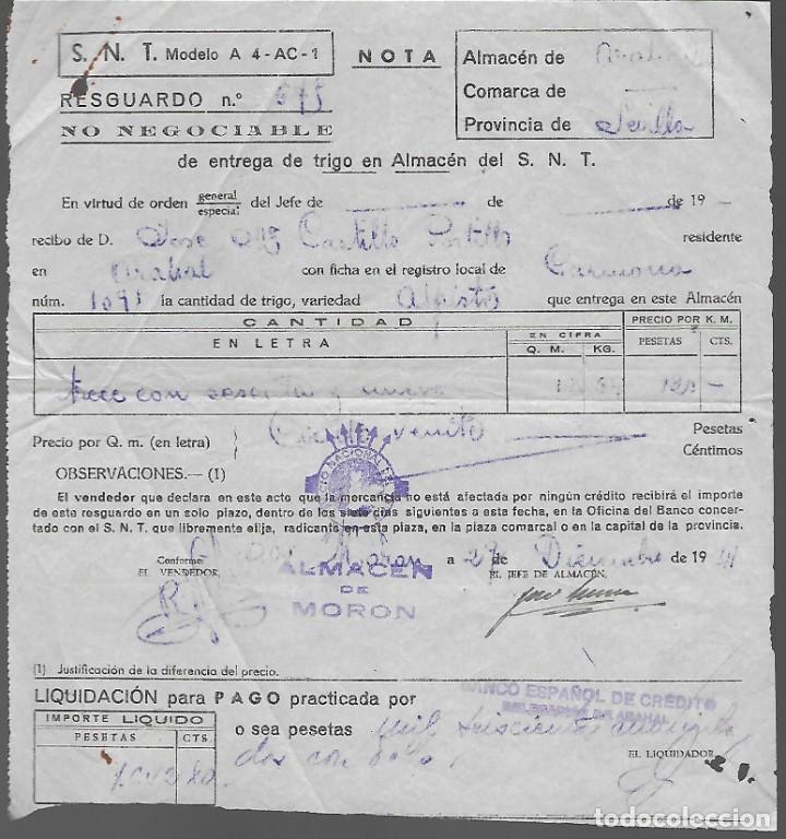Militaria: ARAHAL- SEVILLA,- SINDICATO NACIONAL DEL TRIGO., A&Ntilde;O 1941. VER FOTOS
