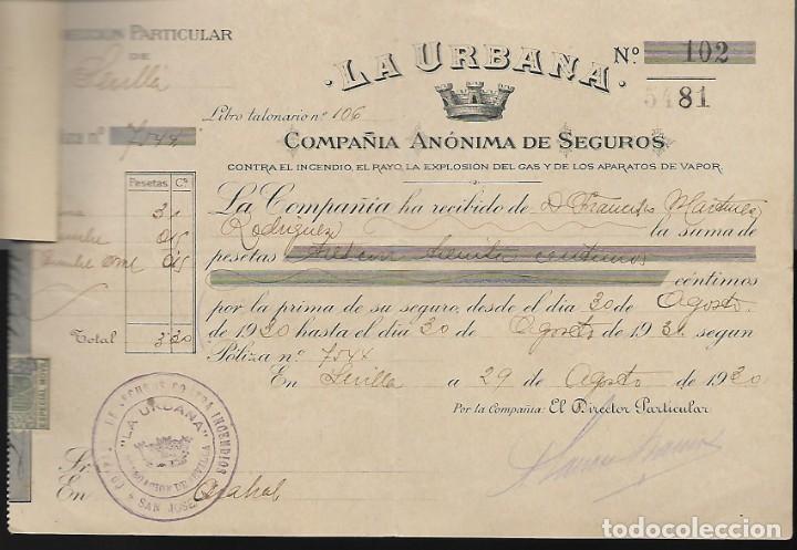 Militaria: SEVILLA,- COMPA&Ntilde;IA ANONIMA DE SEGUROS.., A&Ntilde;O 1930. VER FOTOS