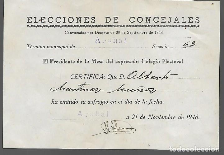 Militaria: ARAHAL.-SEVILLA.- ELECCIONES A CONCEJALES.-A&Ntilde;O 1948.- VER FOTOS