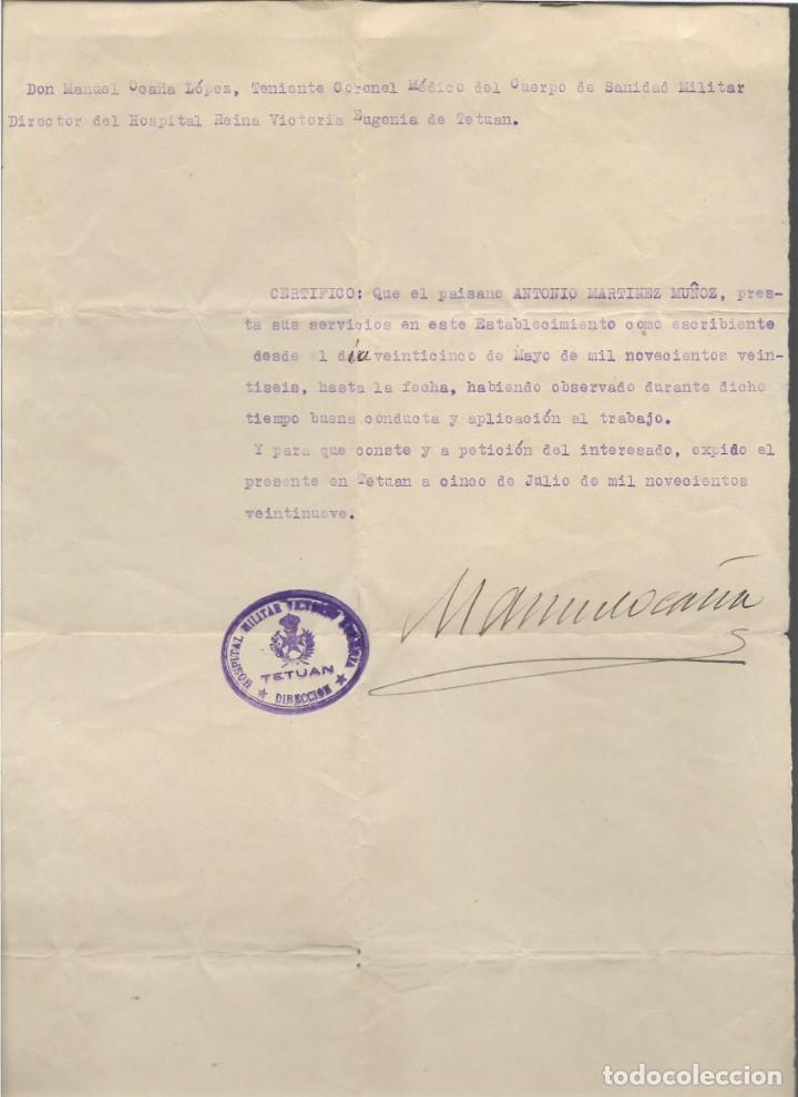 Militaria: TETUAN,-CARTA DESDE EL HOSPITAL MILITAR-REINA VICTORIA EUGENIA- -A&Ntilde;O 1929.- VER FOTOS