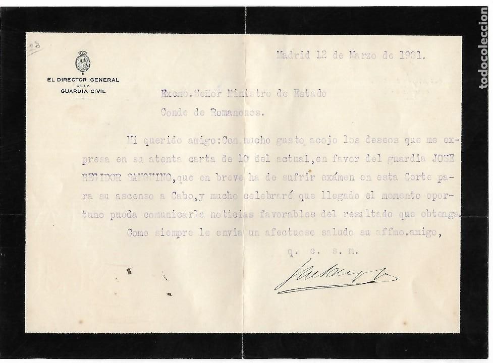 Militaria: MADRID. EL DIRECTOR GENERAL GUARDIA CIVIL.A CONDE ROMANONES- MINISTRO DE ESTADO, A&Ntilde;O 1931, VER FOTO