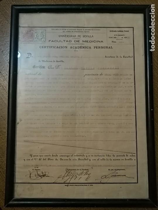 Militaria: SEVILLA. CERTIFICACION ACADEMICA PERSONAL, A&Ntilde;O 1938,VER FOTOS