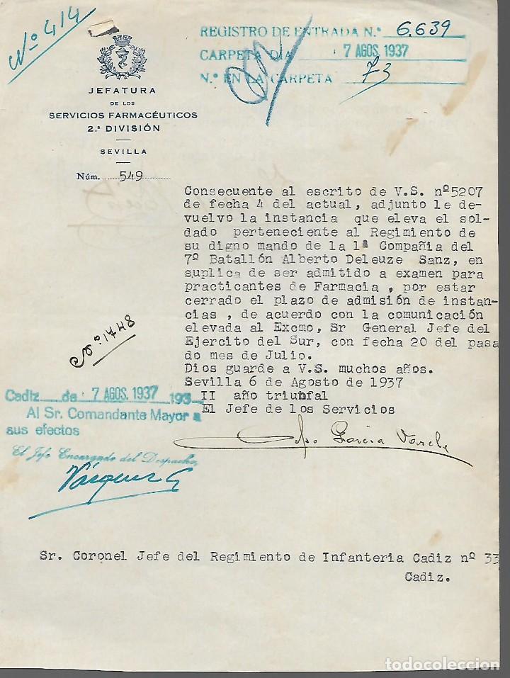 Militaria: SEVILLA,- SERVICIO FARMACEUTICOS.- 2&ordm; DIVISION-,--AGOSTO DE 1937- VER FOTO